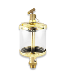 1 x Small Brass Drip Feed Oiler 117mm high X 53mm diameter 1/4" BSP 1/4 x 2''