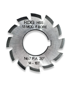 1.5  MODULE INVOLUTE GEAR CUTTER NUMBER 7,  1" BORE