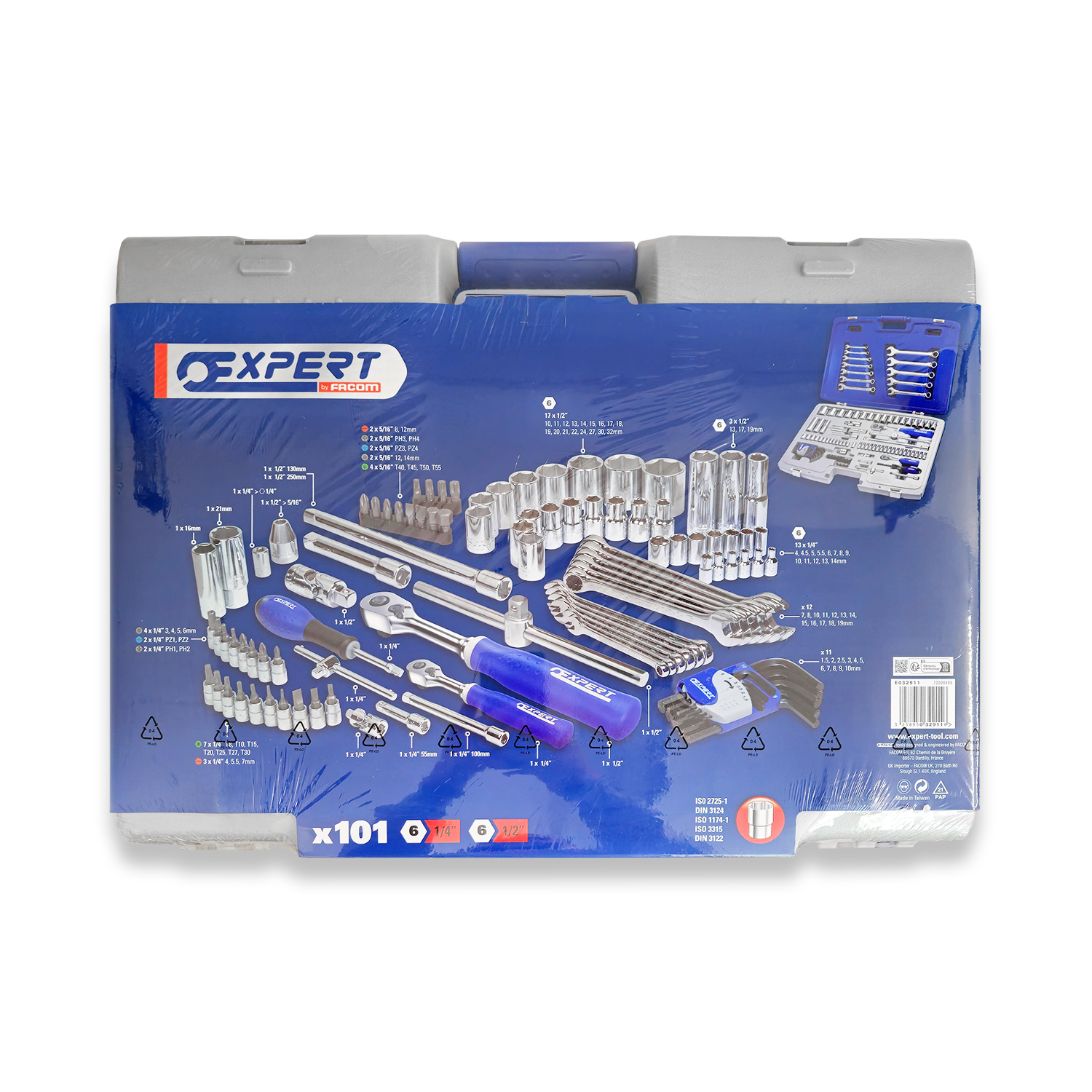 Britool Expert by facom 1/4" + 1/2" socket wrench accessory set 101pc E032911 - Image 3
