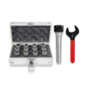 20MM STRAIGHT SHANK ER20 COLLET CHUCK + 12PC COLLETS + SPANNER (1.5-13MM CAPACITY) BY RDGTOOLS