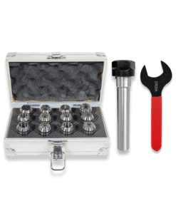 20MM STRAIGHT SHANK ER20 COLLET CHUCK + 12PC COLLETS + SPANNER (1.5-13MM CAPACITY) BY RDGTOOLS
