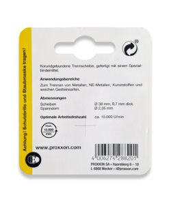 Alternative view of PROXXON Corundum Cutting Discs 5 x 38mm & Arbor 28820/477600