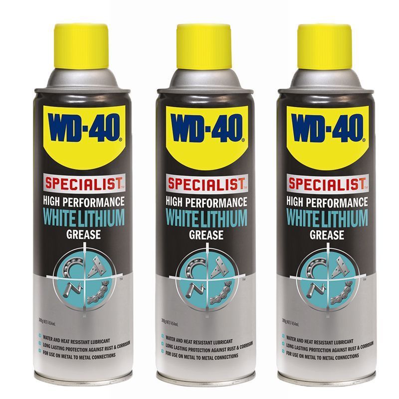 WD-40 3 X 400ml White Lithium Grease Wide Nozzle 400ml can