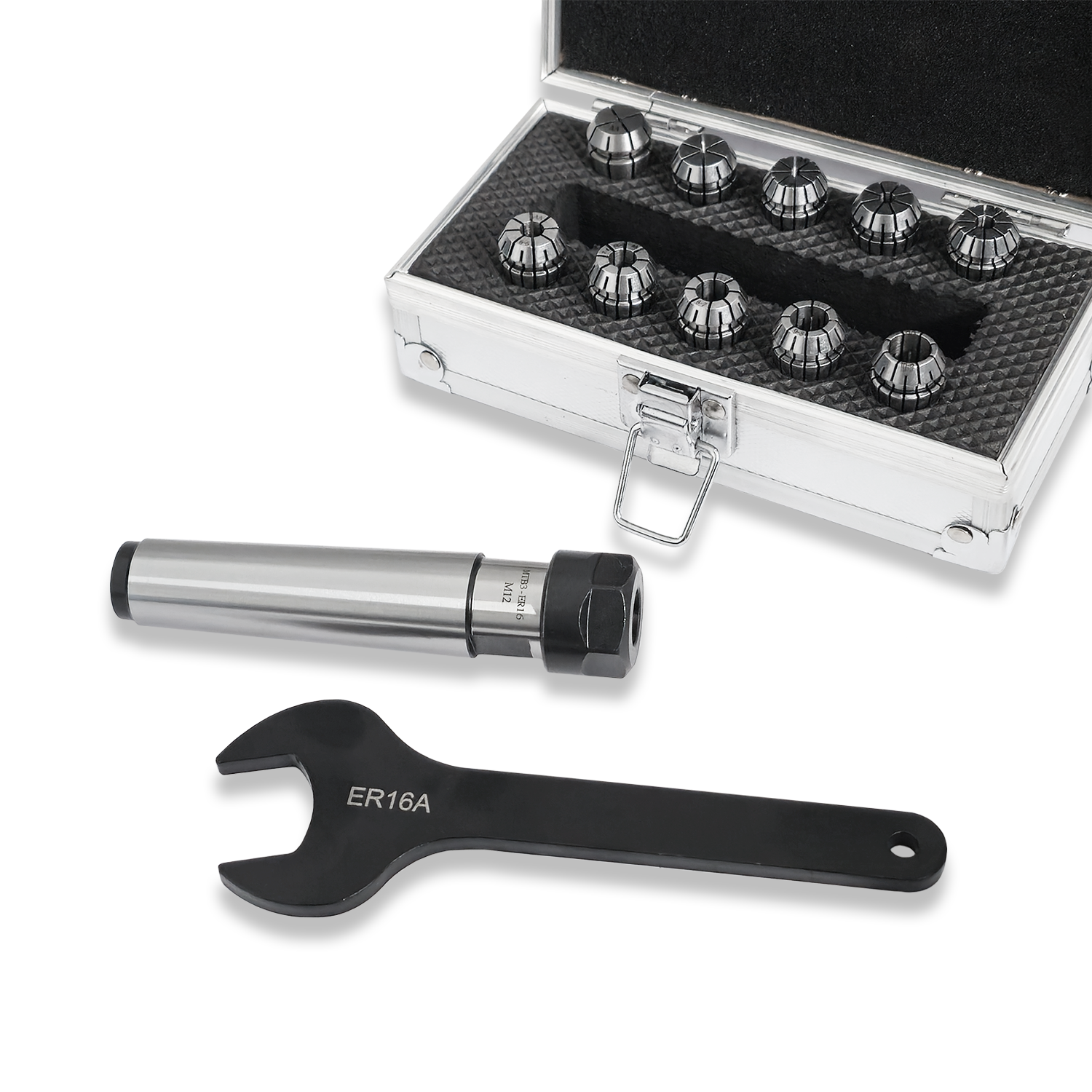3MT ER16 COLLET CHUCK WITH 10 PC COLLET SET AND SPANNER RDGTOOLS - Image 3