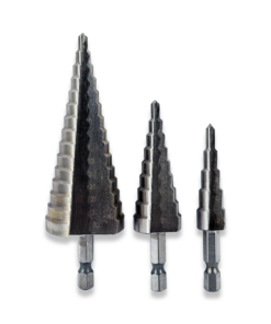 3PC STEP DRILL SET METRIC HSS TIN COATED HEX SHANK 4MM - 32MM