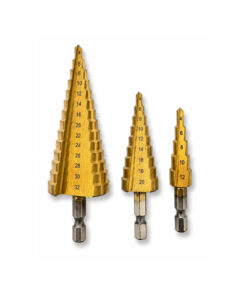 Alternative view of 3PC STEP DRILL SET METRIC HSS TIN COATED HEX SHANK 4MM - 32MM