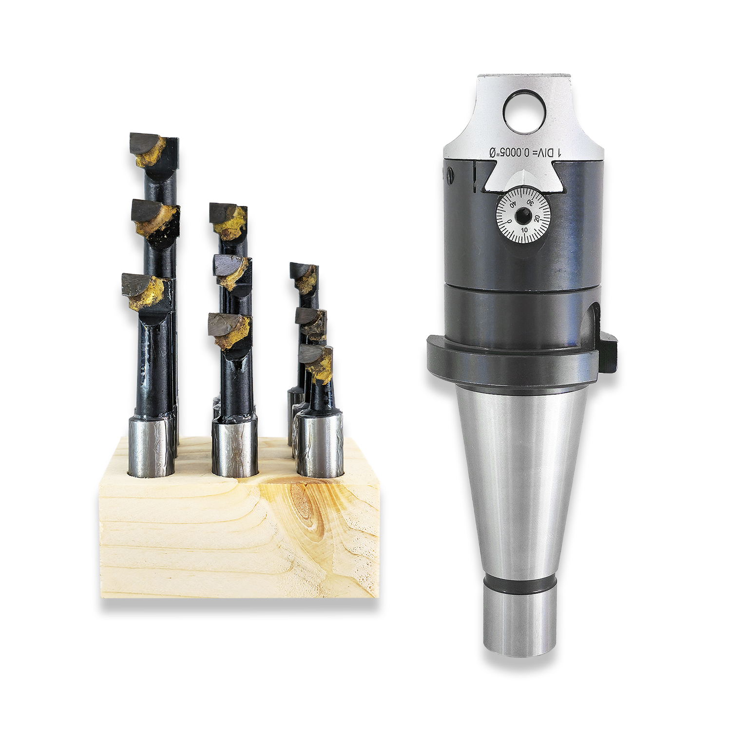 40 INTERNATIONAL BORING HEAD WITH 9PC BRAZED TOOL SET (2" DIA)
