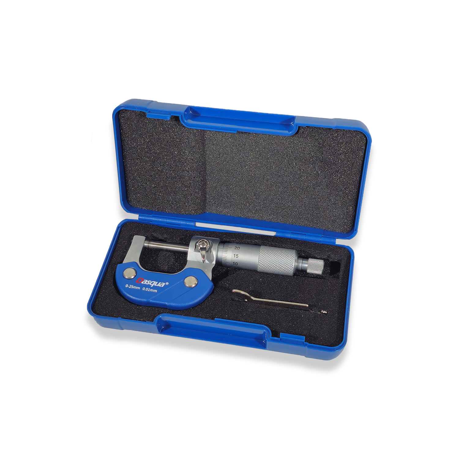 Dasqua 0-25mm mechanical Micrometer 0.01mm Graduations 4111-5205 Chrome Plated Frame - Image 3