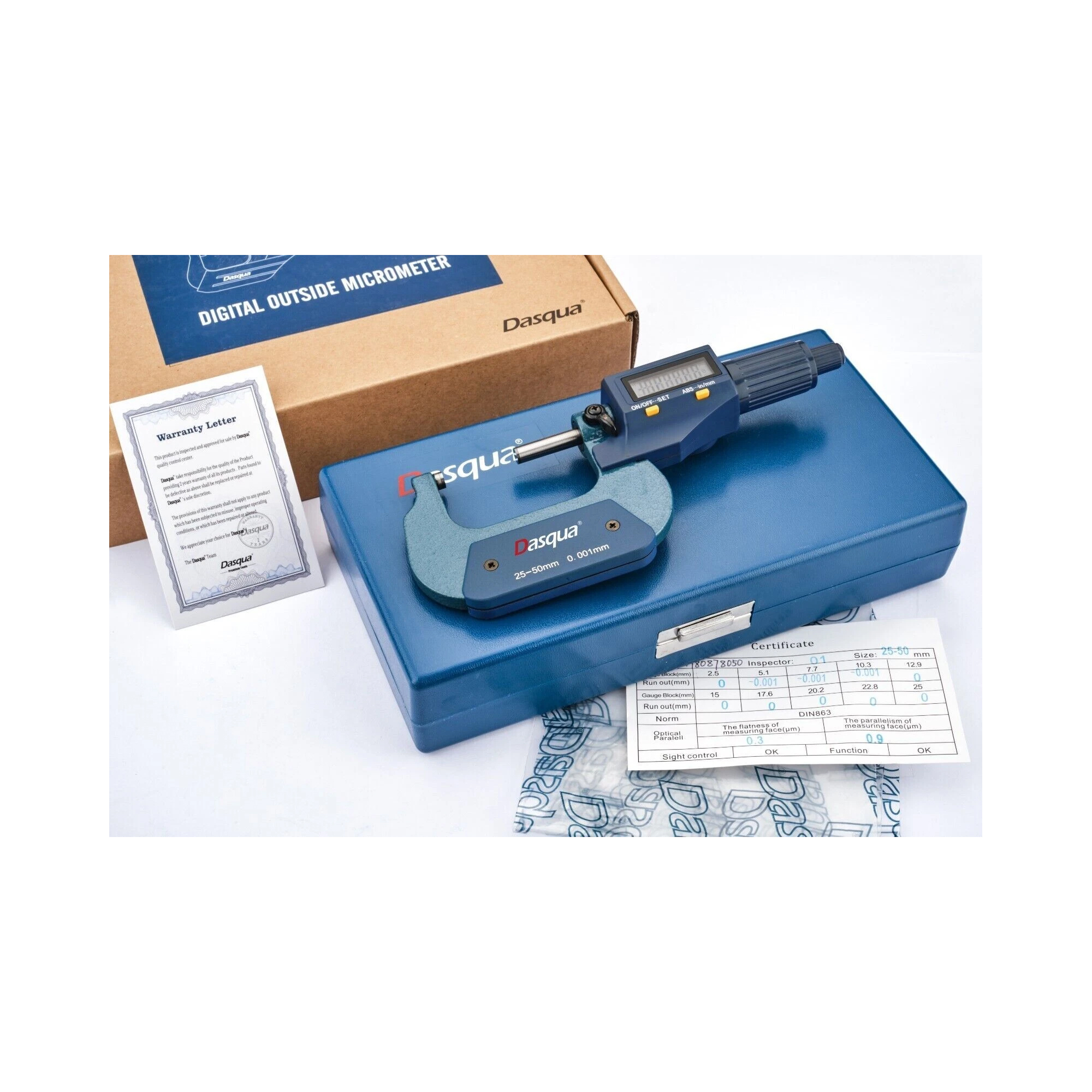 DIGITAL OUTSIDE ELECTRONIC MICROMETER 25-50mm / 1-2" PRECISION BY DASQUA 4230-2010