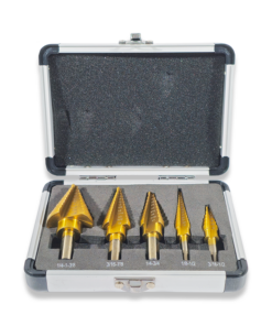 5PC STEP DRILL SET IMPERIAL HSS TITANIUM 3/16 - 1-3/8"