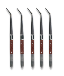 5x CROSS LOCK FIBRE TWEEZER BENT JAWS JEWELLERY MAKING