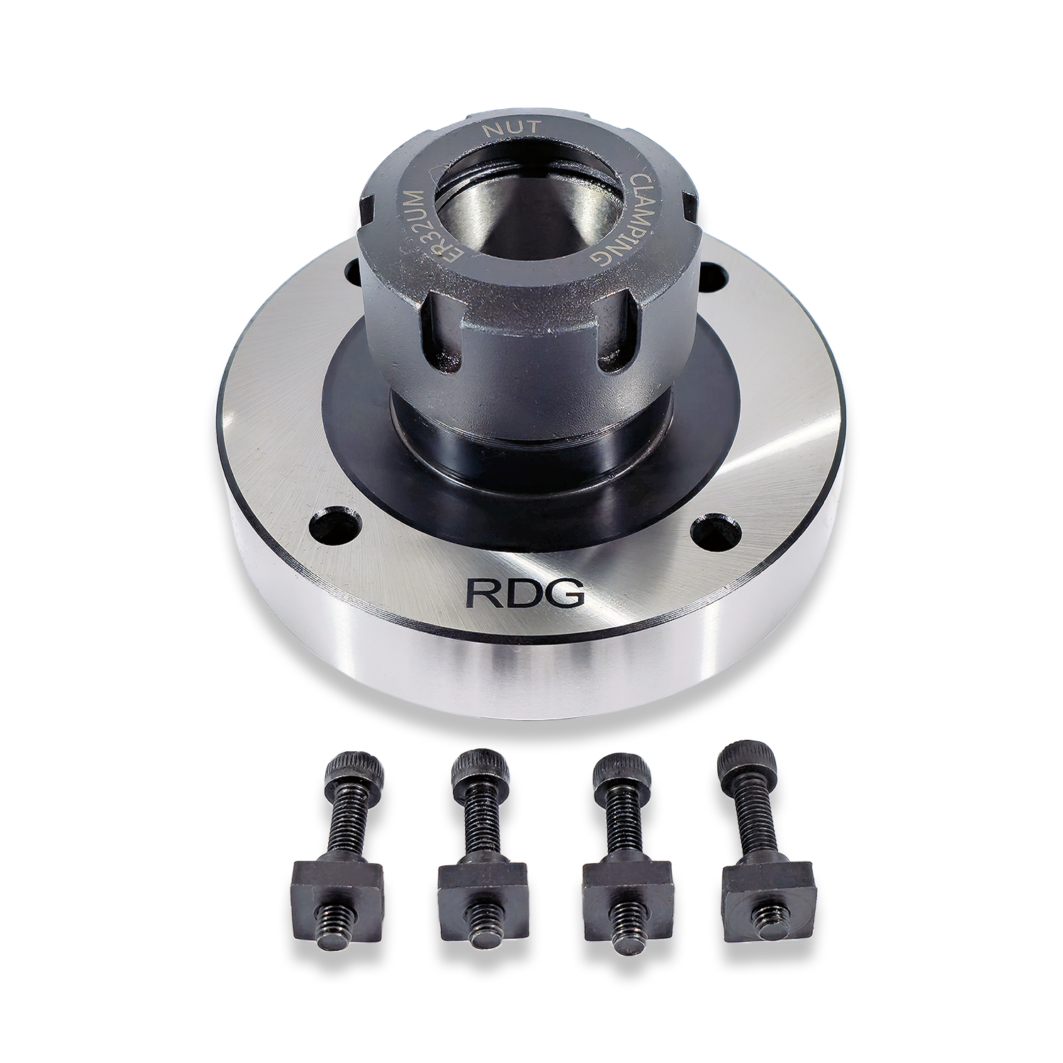 ER32 COLLET CHUCK WITH BASE PLATE FOR ROTARY TABLE 4 HOLES