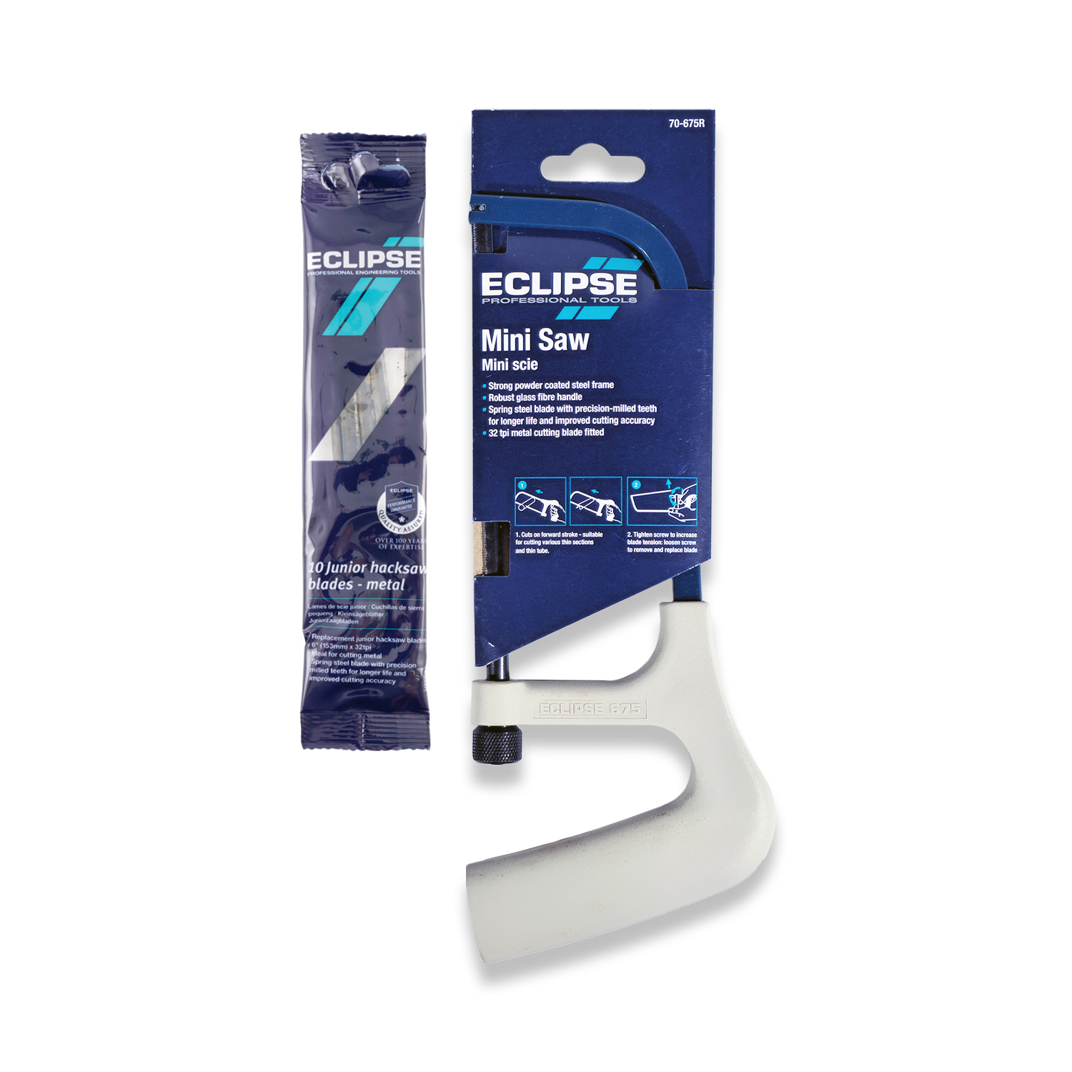 Eclipse Mini Hacksaw 70-675R & Pack Of Junior Hacksaw Blades 71-132R