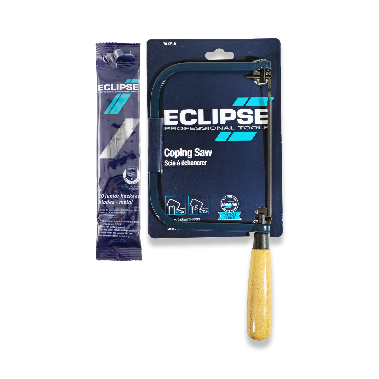 Eclipse Coping Saw With Wooden Handle 70-CP1R & Pack Of Coping Saw Blades 71-CP7R