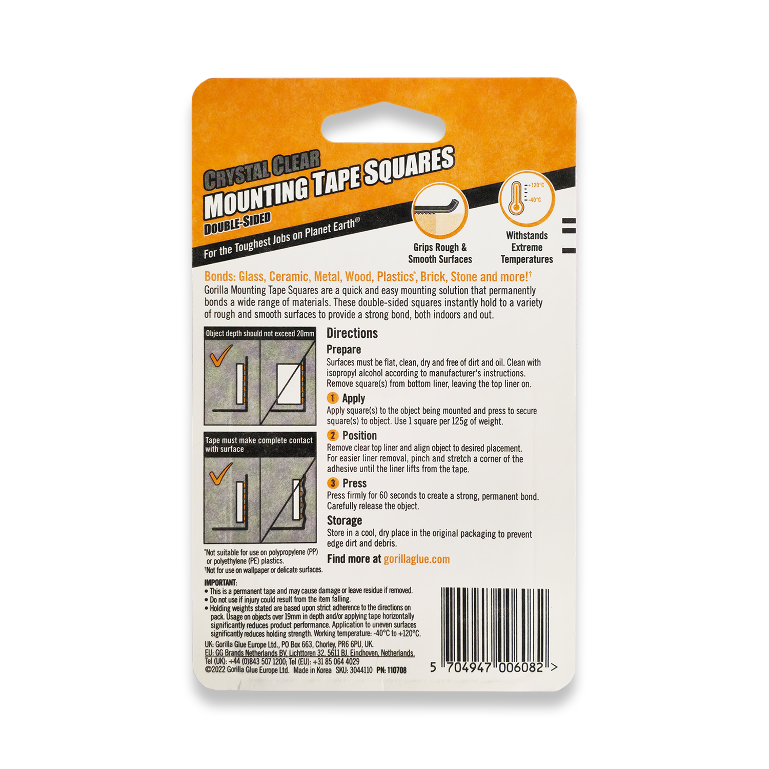Gorilla Mounting Tape Squares Crystal Clear 24Pk 3044111 - Image 2