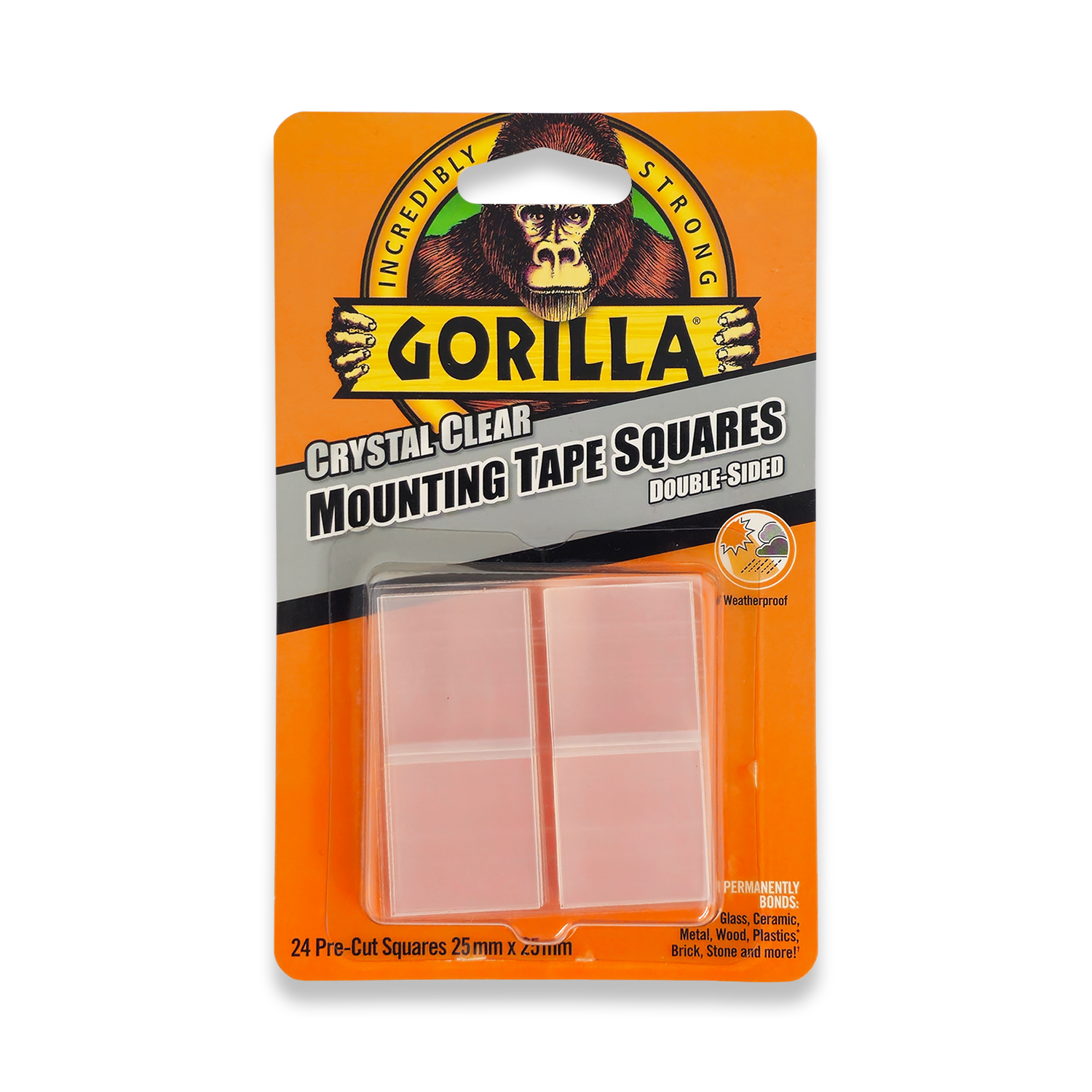 Gorilla Mounting Tape Squares Crystal Clear 24Pk 3044111
