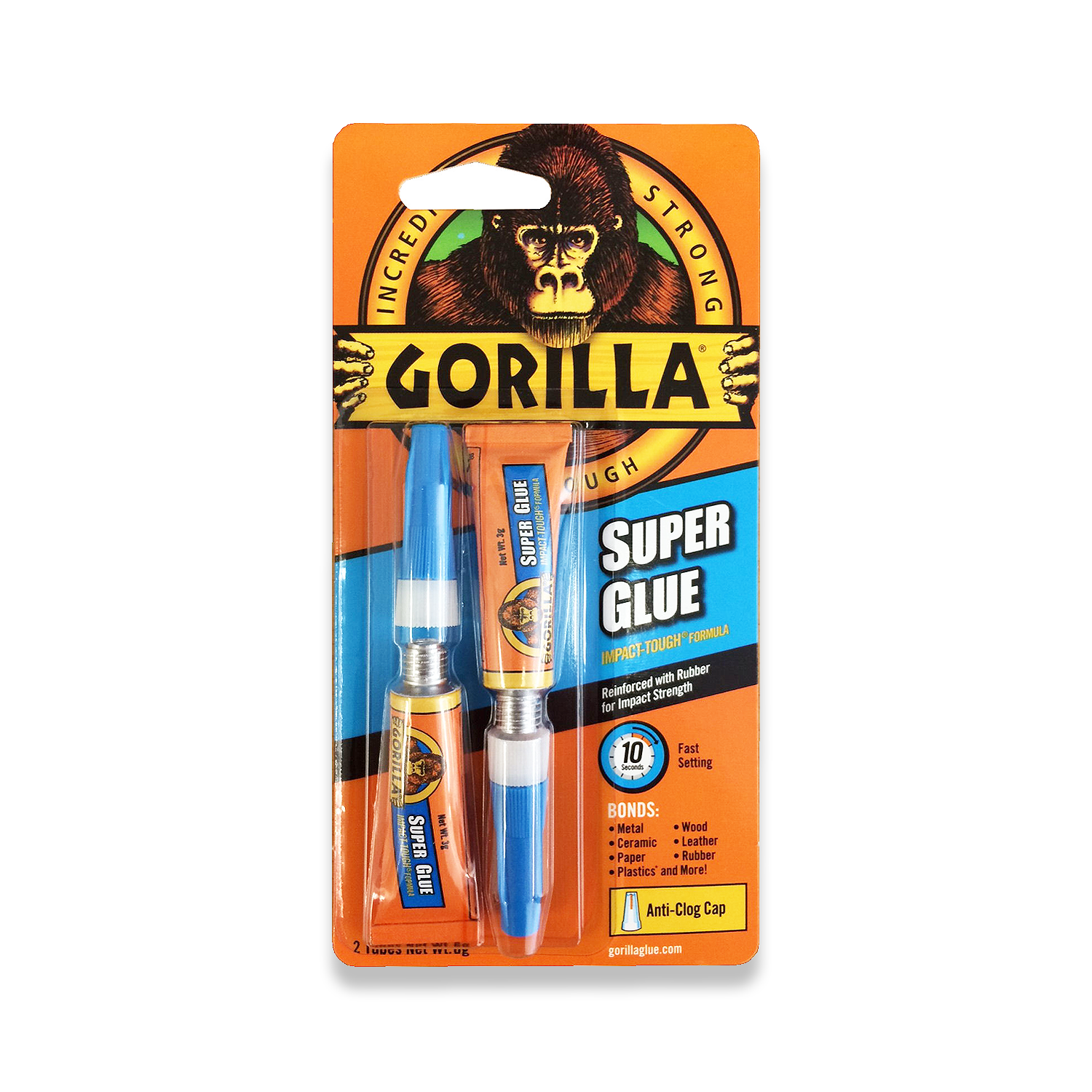 Gorilla Super Glue 2 x 3g Tubes With Anti-Clog Cap 4044101