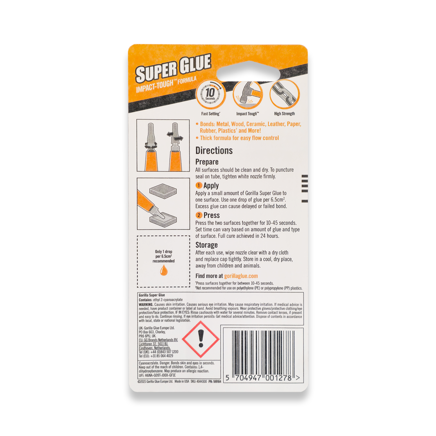 Gorilla Super Glue 3g Tube With Anti-Clog Cap 4044301 - Image 2