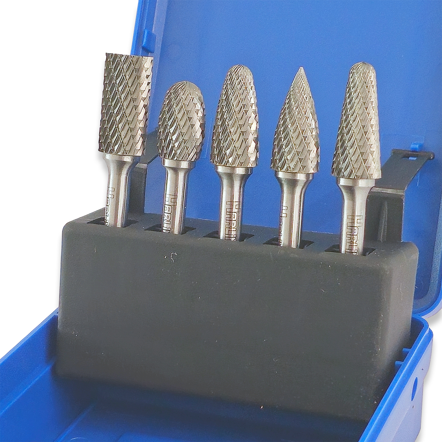 Industrial Quality Carbide Burr Set 12mm diameter 5pc 6mm shank double cut - Image 2