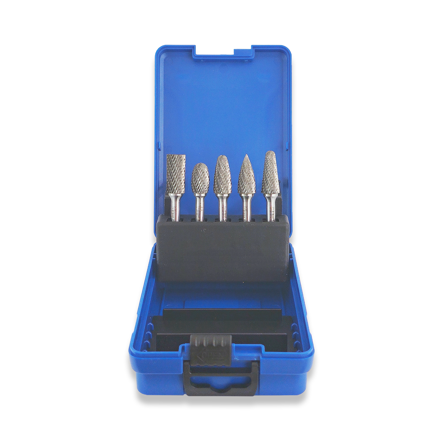 Industrial Quality Carbide Burr Set 12mm diameter 5pc 6mm shank double cut