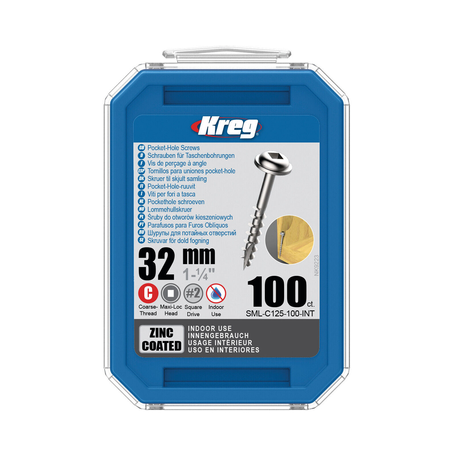 Kreg Pocket Hole Screws SML-C125-100 32mm 1-1/4" Coarse Thread Maxi-Loc #2 Drive