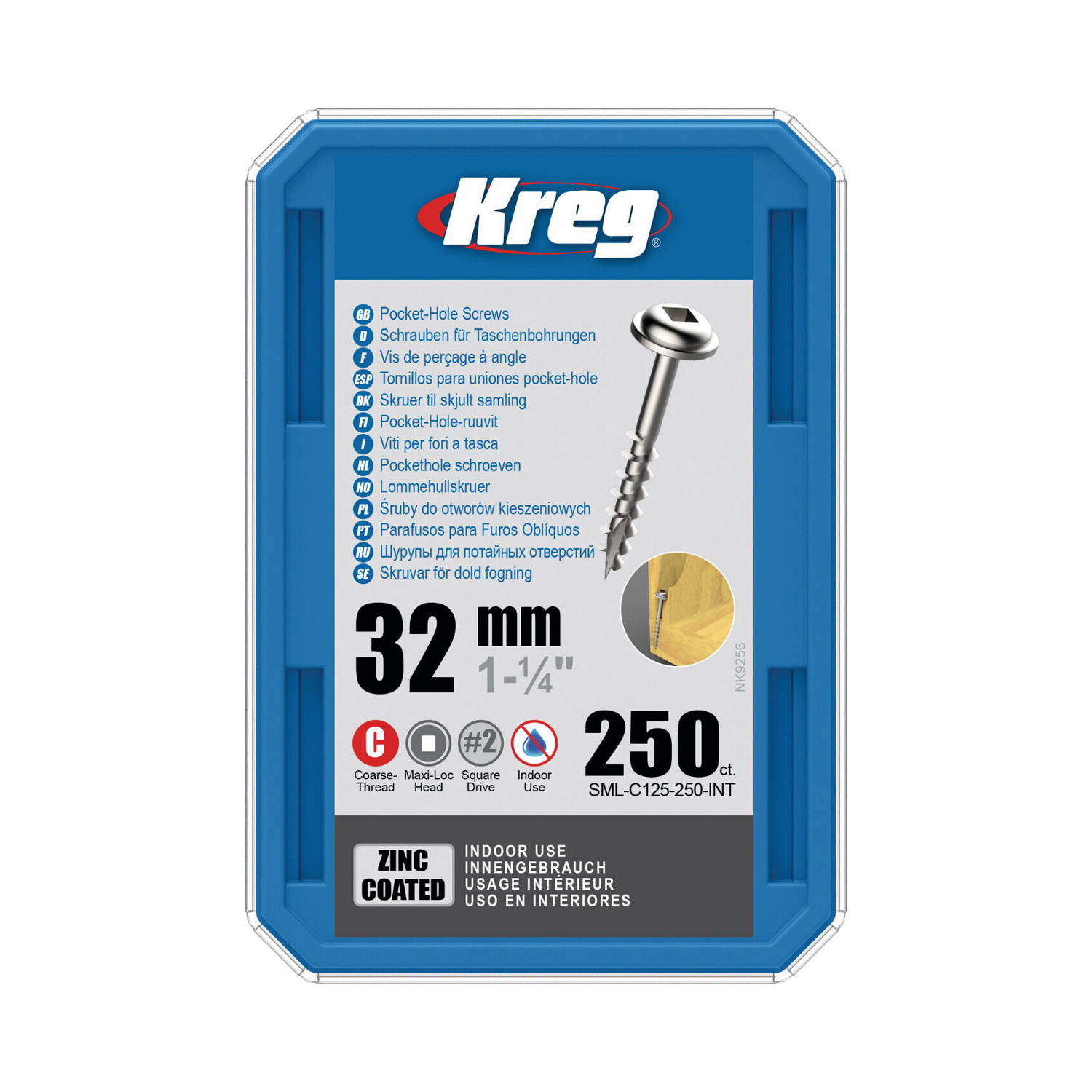 Kreg Pocket Hole Screws SML-C125-250 32mm 1-1/4" Coarse Thread Maxi-Loc #2 Drive