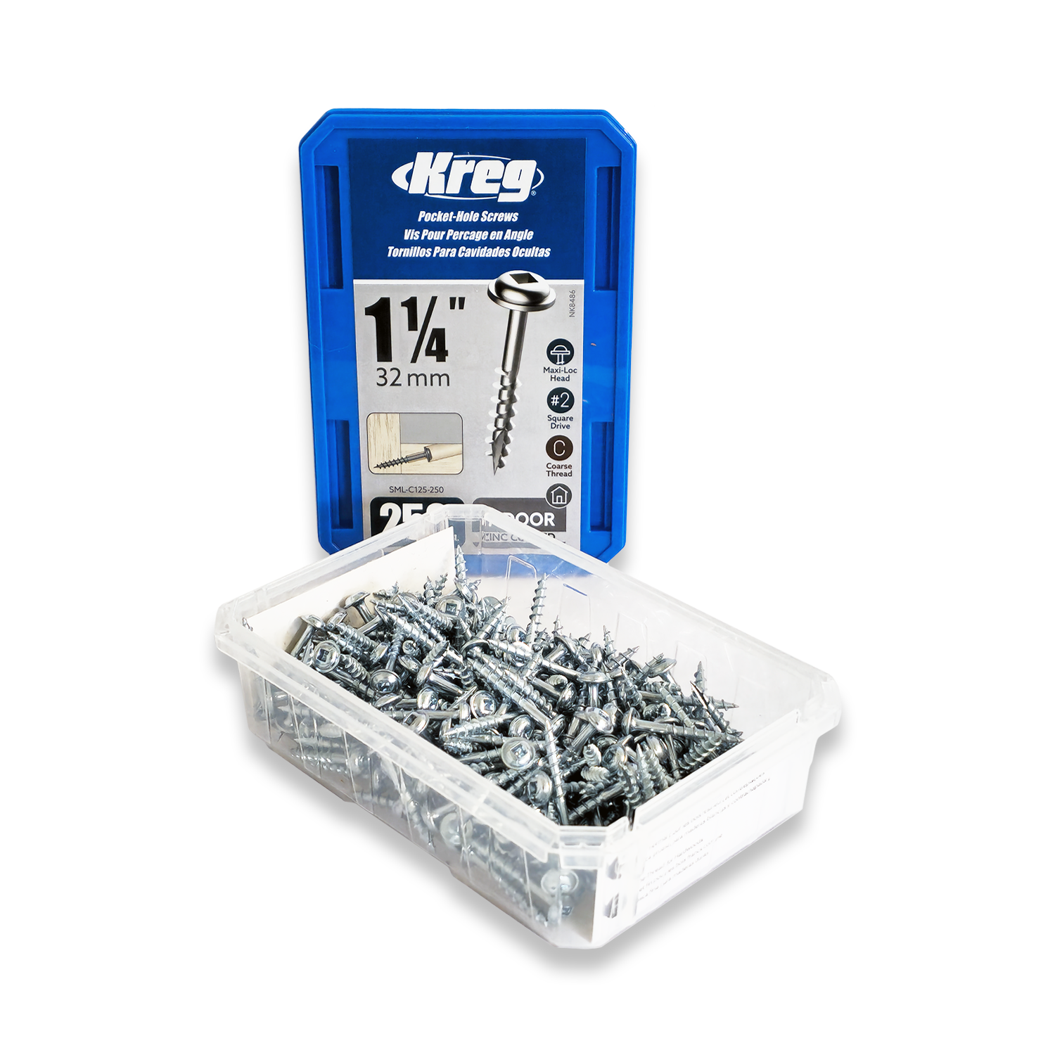 Kreg Pocket Hole Screws SML-C125-250 32mm 1-1/4" Coarse Thread Maxi-Loc #2 Drive - Image 2