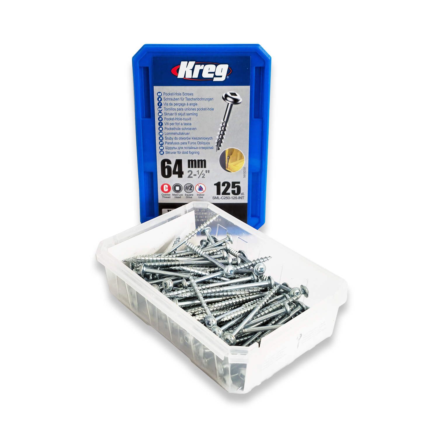 Kreg Pocket Hole Screws SML-C250-125 64mm 2-1/2" Coarse Thread Maxi-Loc #2 Drive - Image 2