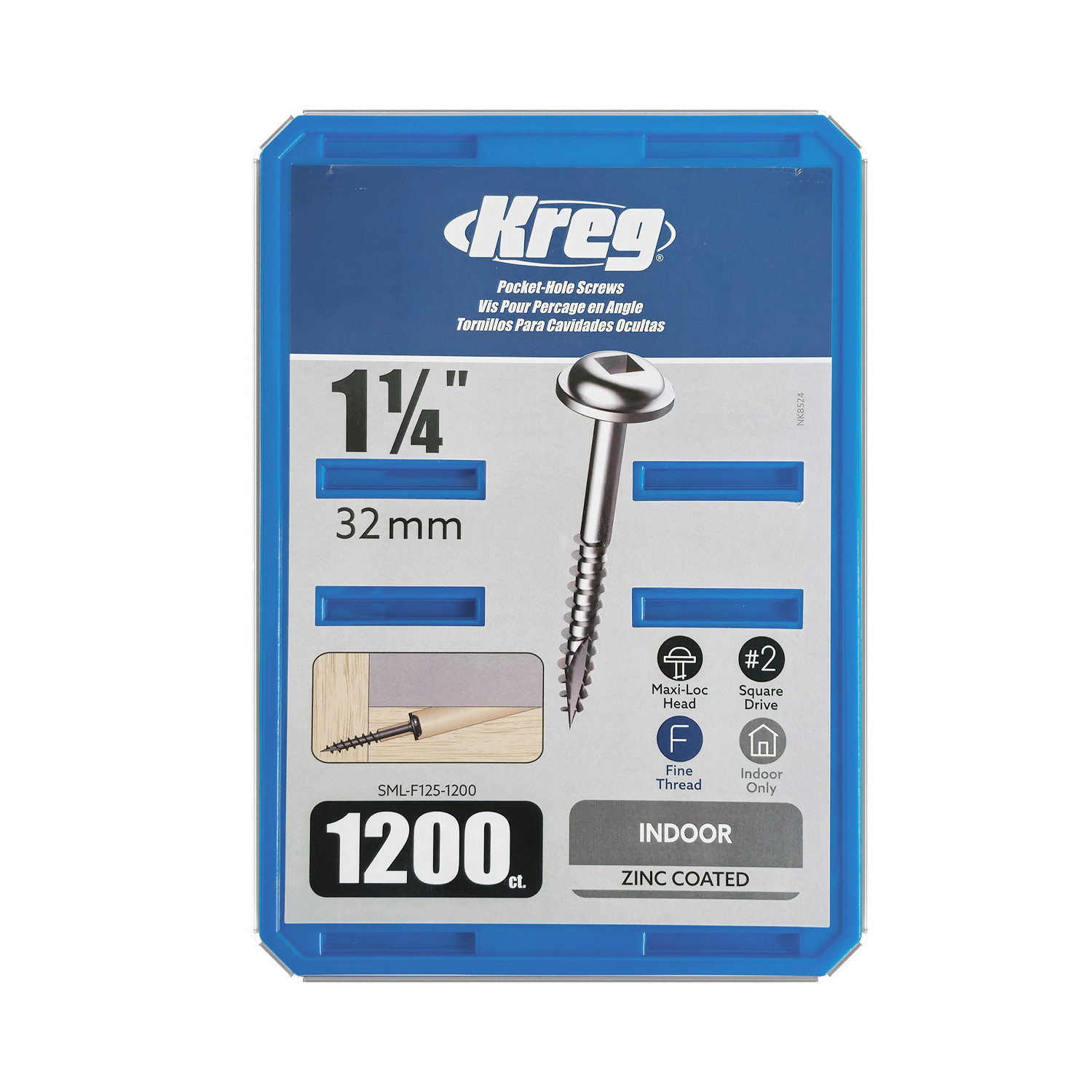 Kreg Pocket Hole Screws SML-F125-1200 32mm 1-1/4" Fine Thread Maxi-Loc #2 Drive