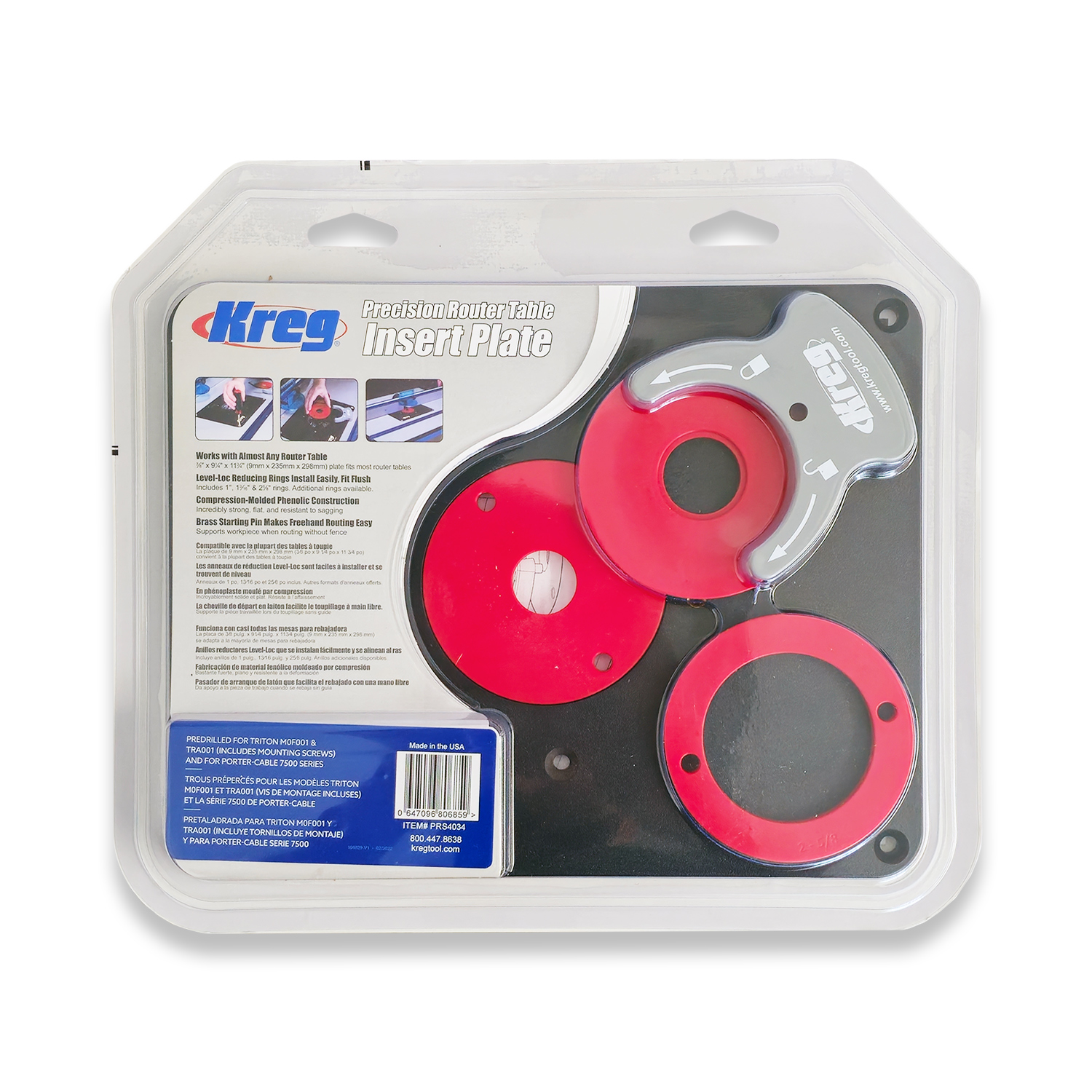 Kreg Precision Router Table Insert Plate PRS4034 Pre Drilled & Level Loc Rings - Image 2