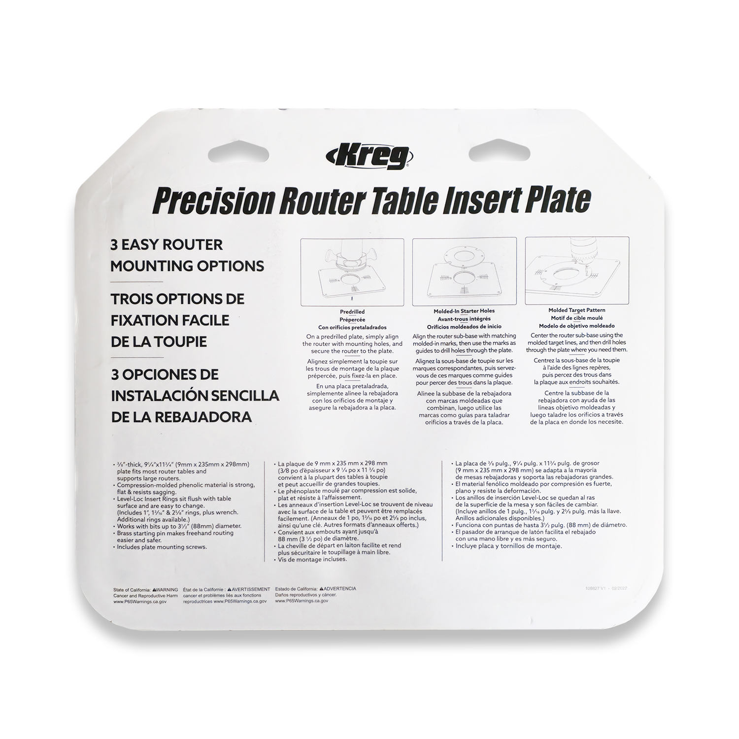 Kreg Precision Router Table Insert Plate PRS4034 Pre Drilled & Level Loc Rings - Image 3