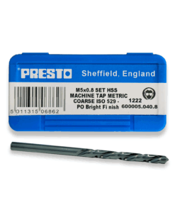 Presto M5 X 0.8  HSS Machine Tap Set (3 Taps) + 4.2MM Tapping Drill HSS