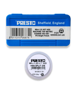 Presto 8MM x 1.25 HSS Tap Set (3 taps) and Presto 8MM Die