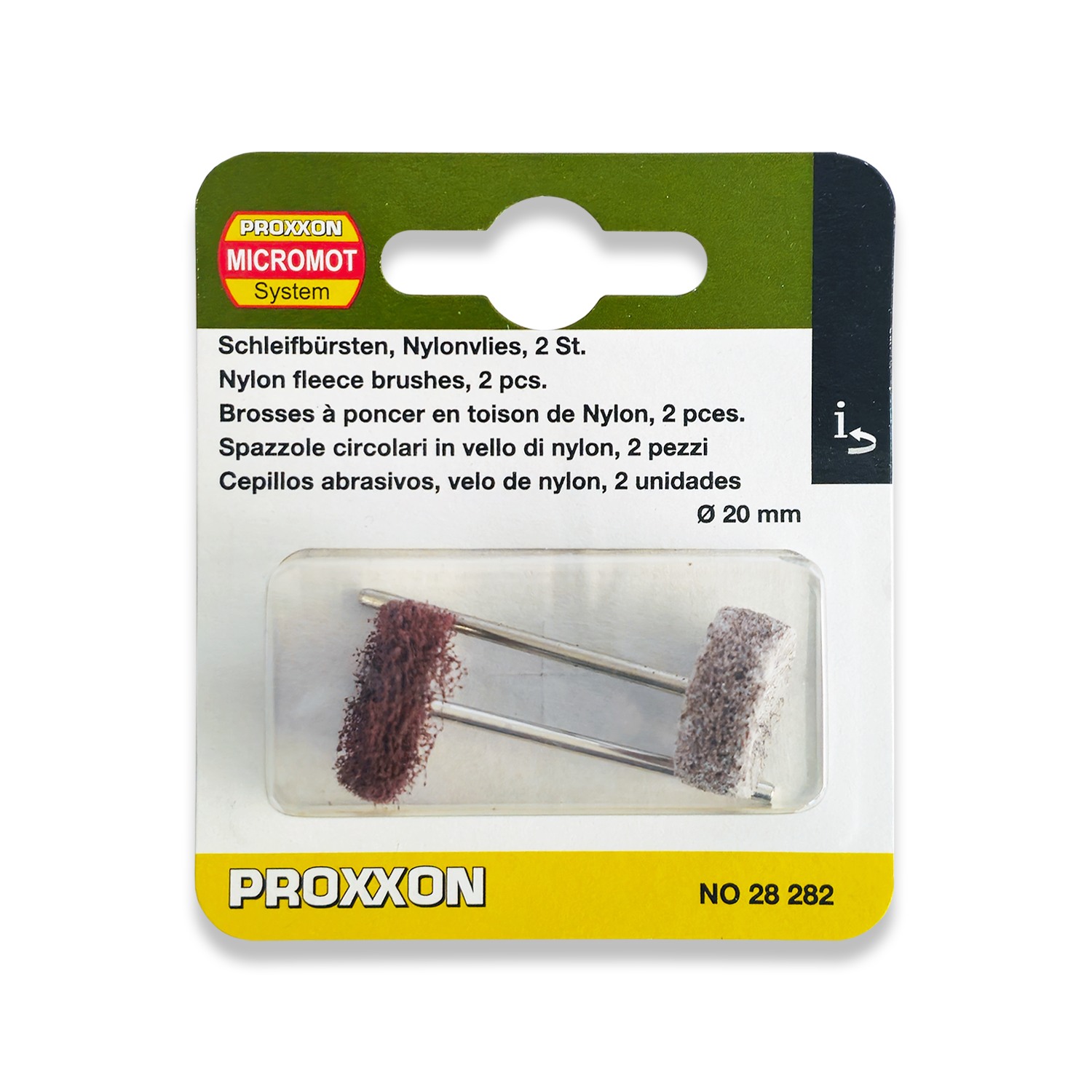 PROXXON 2PC Nylon Fleece Brushes 20mm Diameter 28282