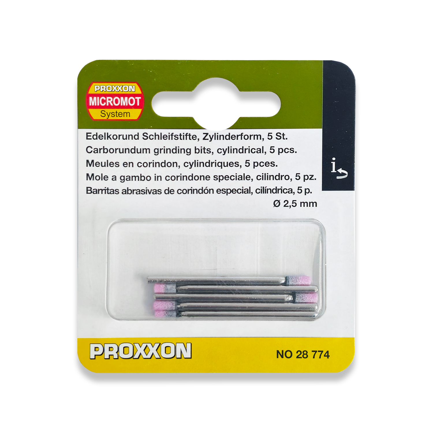 PROXXON 5 x Cylinder Corundum Grinding Bits 28774