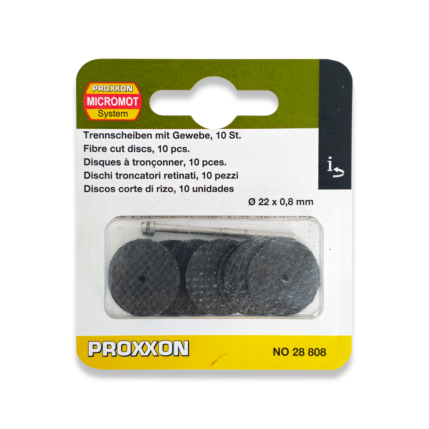 PROXXON Aluminium Oxide Cutting Discs 22mm & Arbor 28808/202348