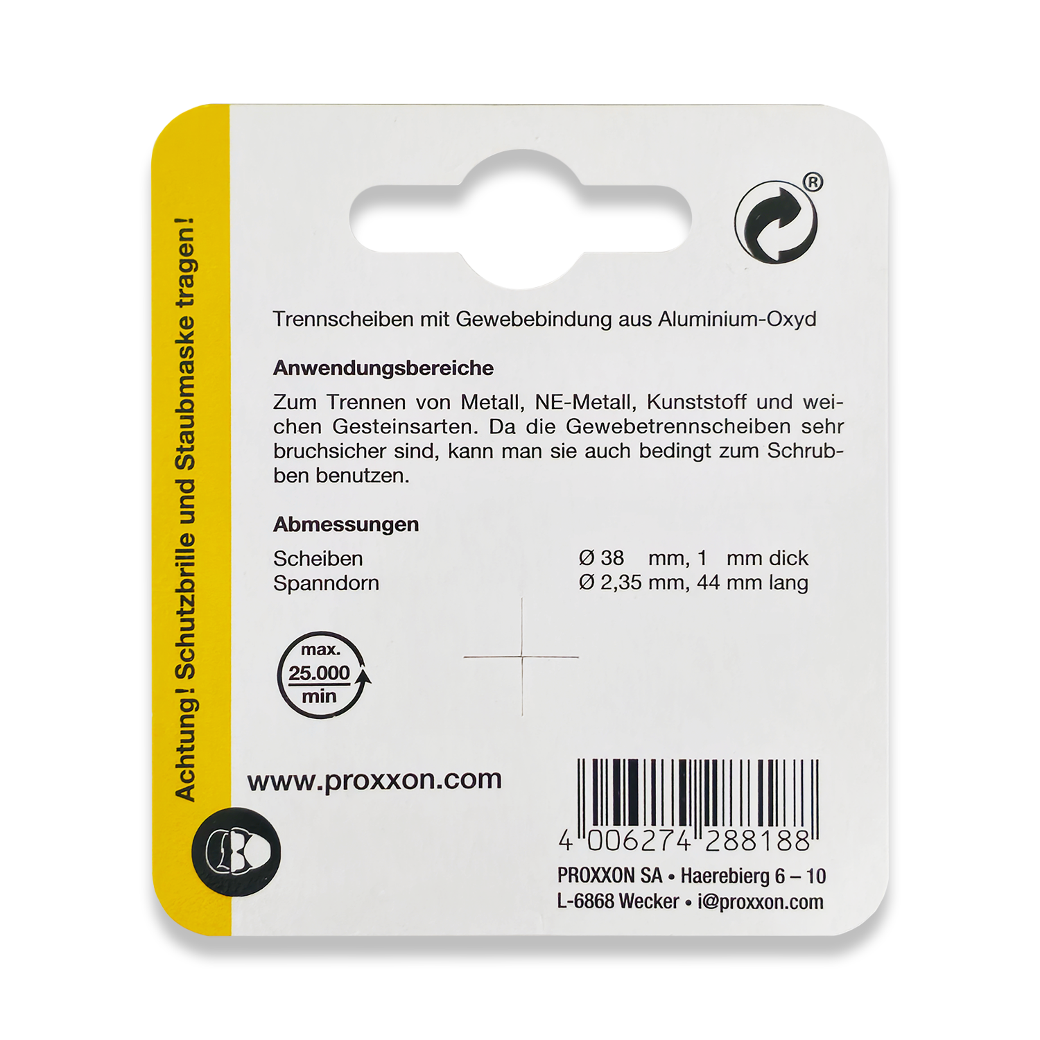 PROXXON Aluminium Oxide Cutting Discs 5 x 38mm & Arbor 28818/477258 - Image 2