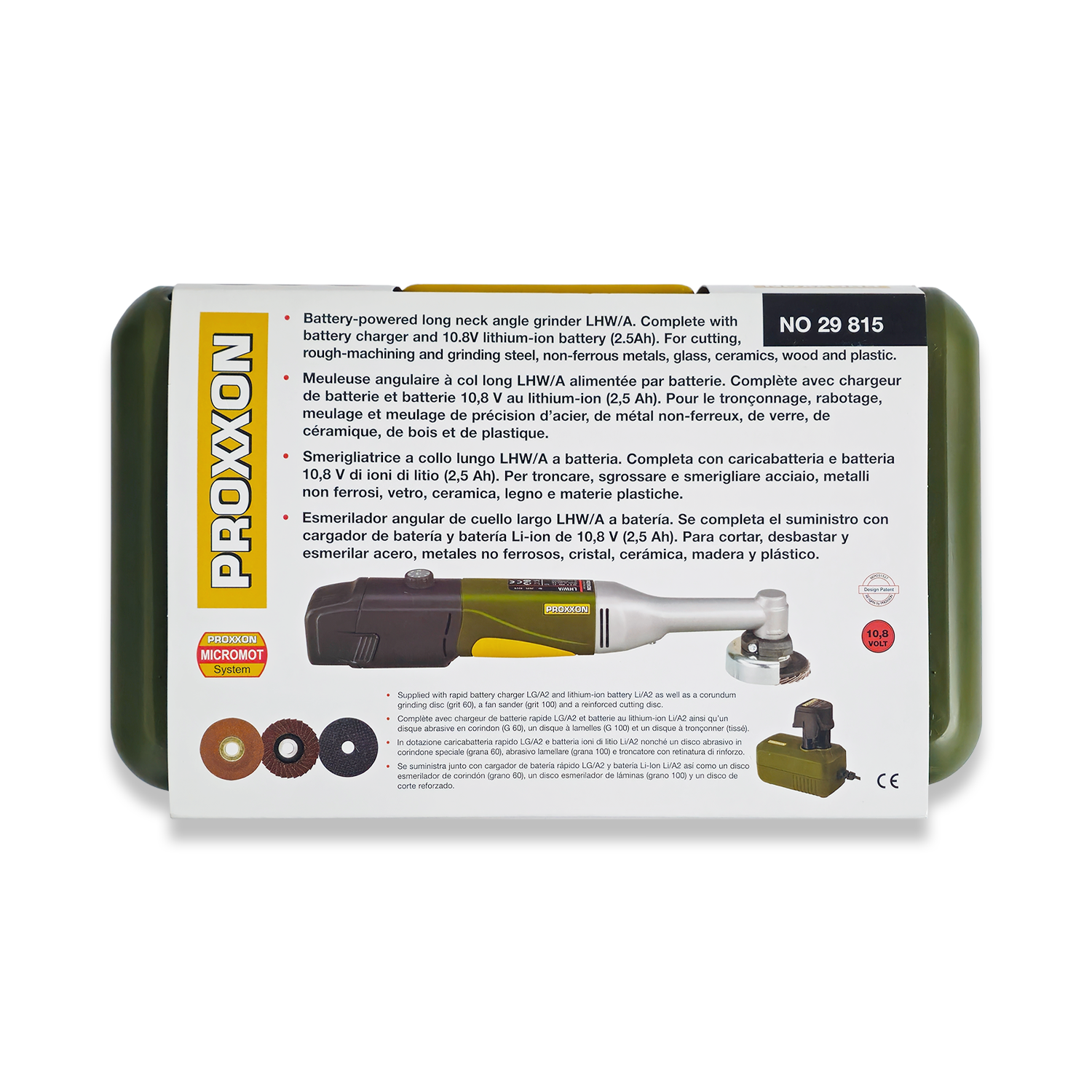 PROXXON Cordless 10.8V Long Neck Angle Grinder LHW/A 29815 - Image 7