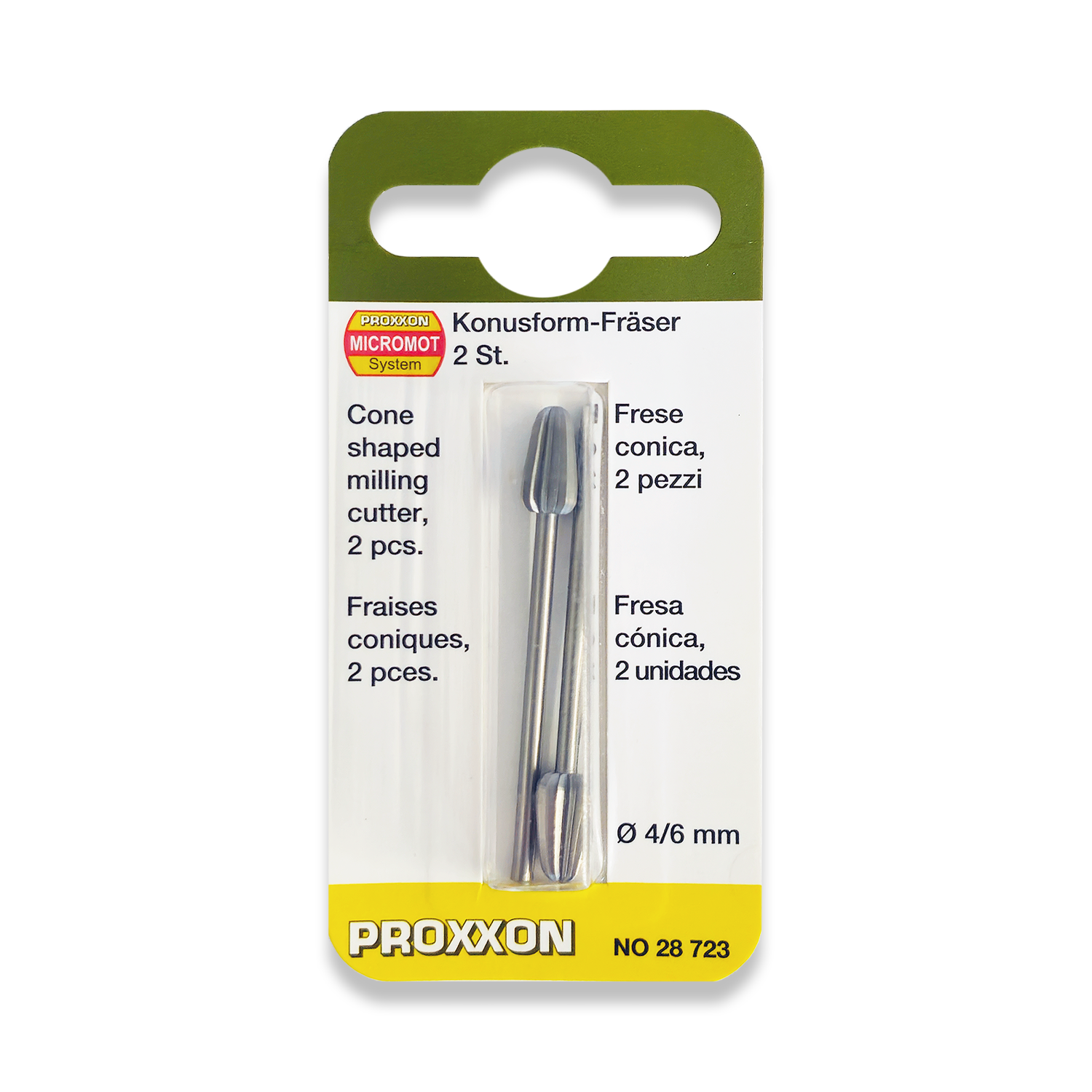 PROXXON Set Of 2 x 4mm Wolfram Vanadium Milling Bits 28723