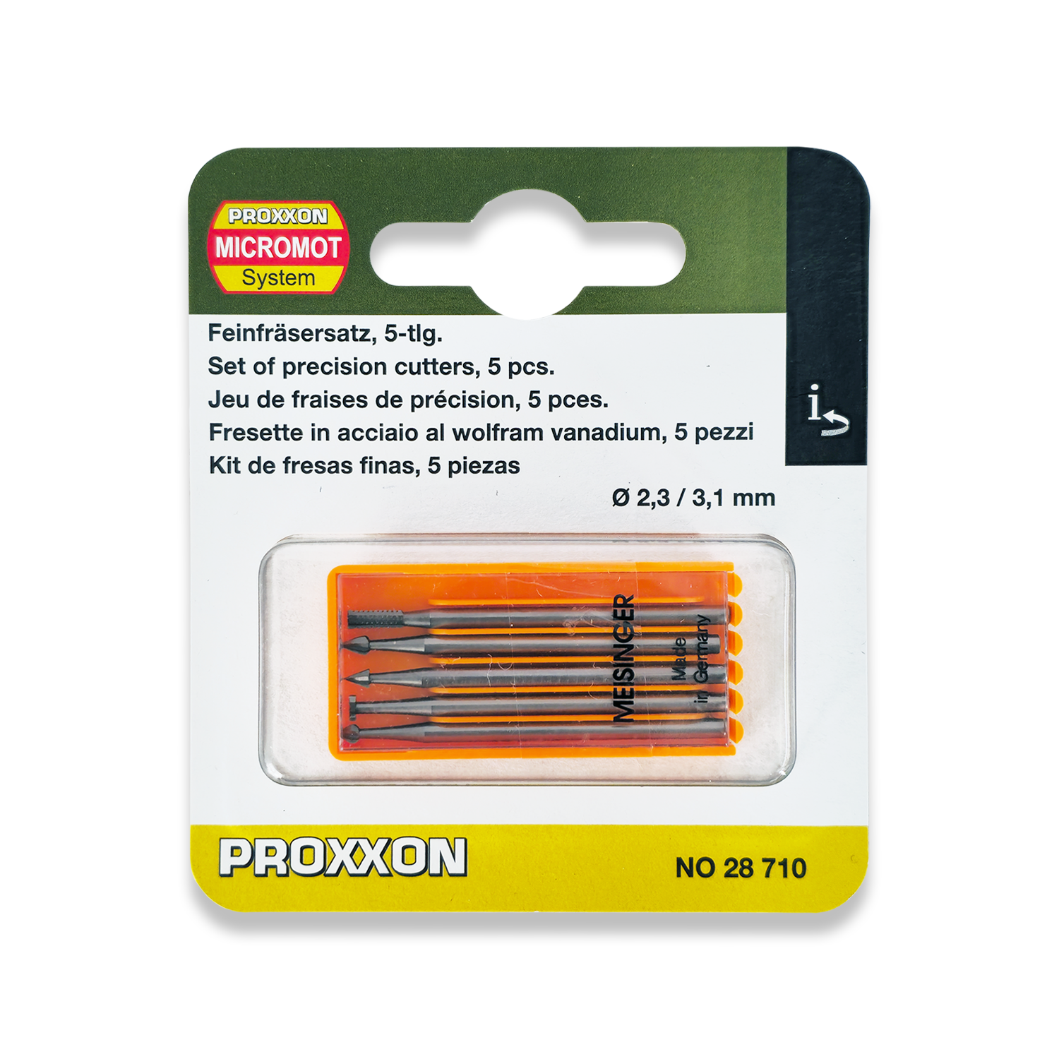 PROXXON Set Of 5 Wolfram Vanadium Steel Milling Bits 28710/202332