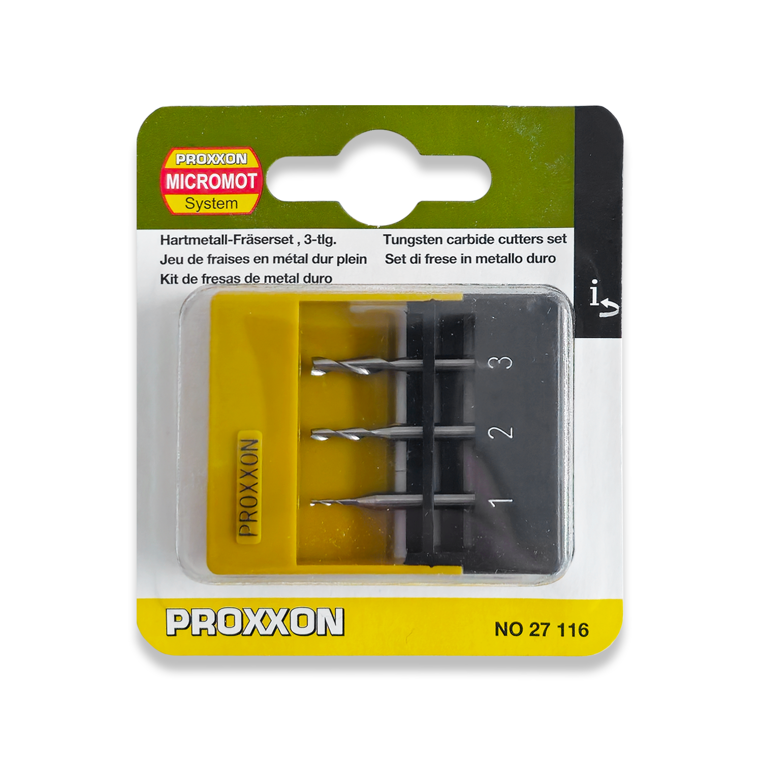 PROXXON Tungsten Milling Cutters 2 Flute 3 Piece Set 27116/327116