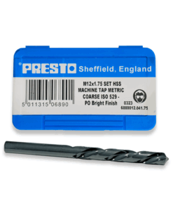 Presto M12 X 1.75  HSS Machine Tap Set (3 Taps) + 10.2MM Tapping Drill HSS