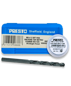 Presto M6 x 1.0 HSS Taps and Die Set + 5mm Tapping Drill