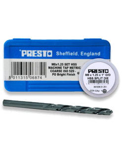 Presto M8 x 1.25 HSS Taps and Die Set + 6.8mm Tapping Drill