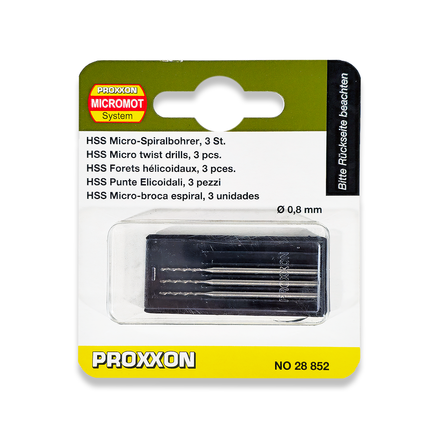 PROXXON HSS Micro Drill Bits 0.8mm 3 Piece Set 28852/477533