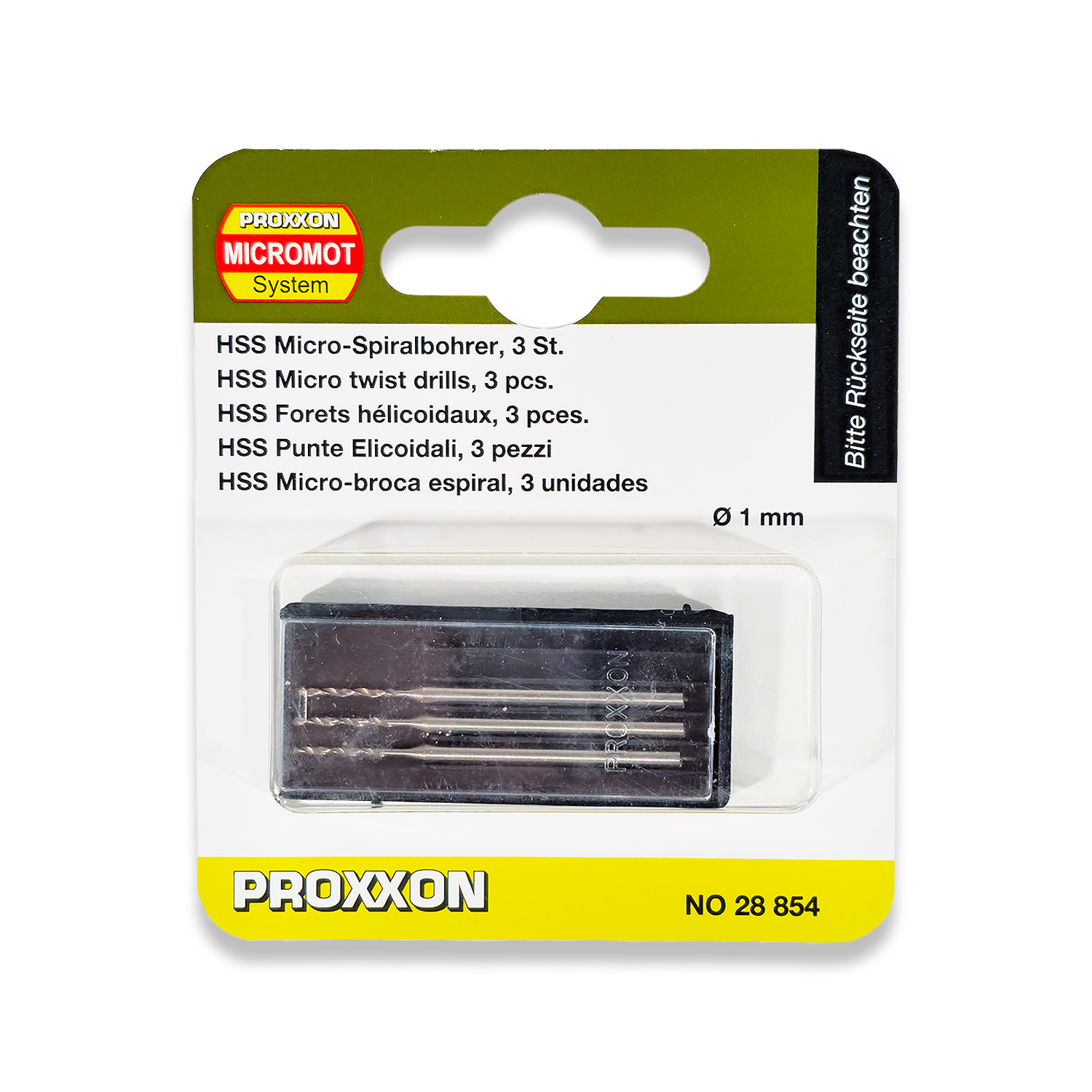 PROXXON HSS Micro Drill Bits 1.0mm 3 Piece Set 28854/477534