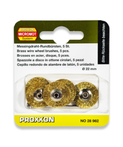 PROXXON Set Of 5 22mm Brass Wire Wheels & Arbor 28962