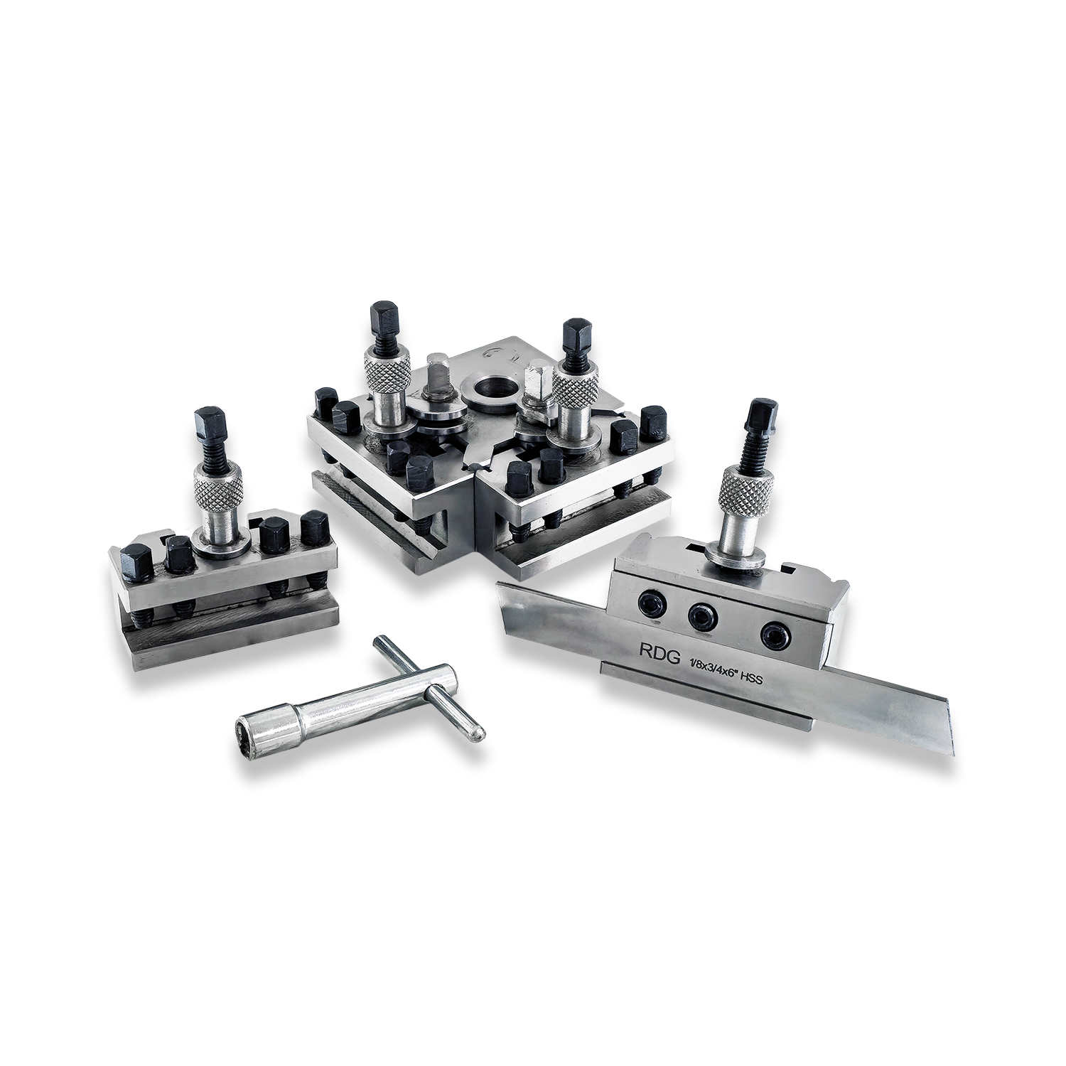 T51 QUICKCHANGE TOOLPOST SET BOXFORD SIZE WITH 2 STANDARD 1 VEE 1 PARTING HOLDER BY RDGTOOLS - Image 3