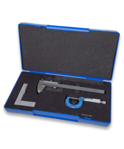 Alternative view of 4pc measuring set vernier caliper, micrometer, square and ruler Dasqua 2210-8203