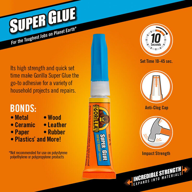 Gorilla Super Glue 3g Tube With Anti-Clog Cap 4044301 - Image 3